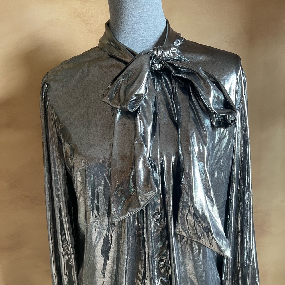 Women’s Silver Metallic Blouse-Large